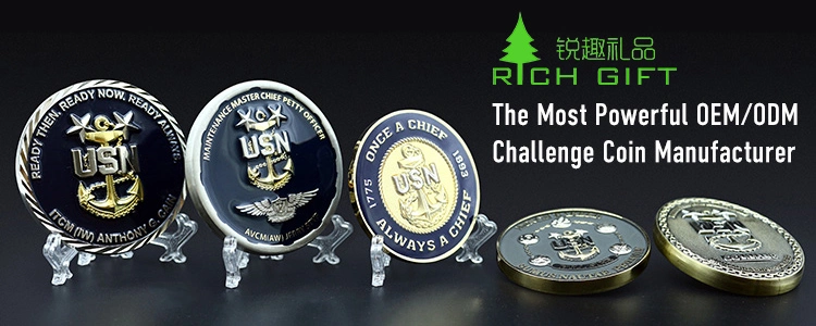 Maker Wholesale Customized 3D Logo Chief Navy Ship Metal Souvenir Commemorative Coin Custom Military Challenge Coin for Sale